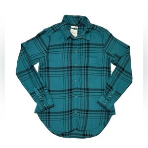 American Eagle Women’s Teal Plaid Shirt | Small